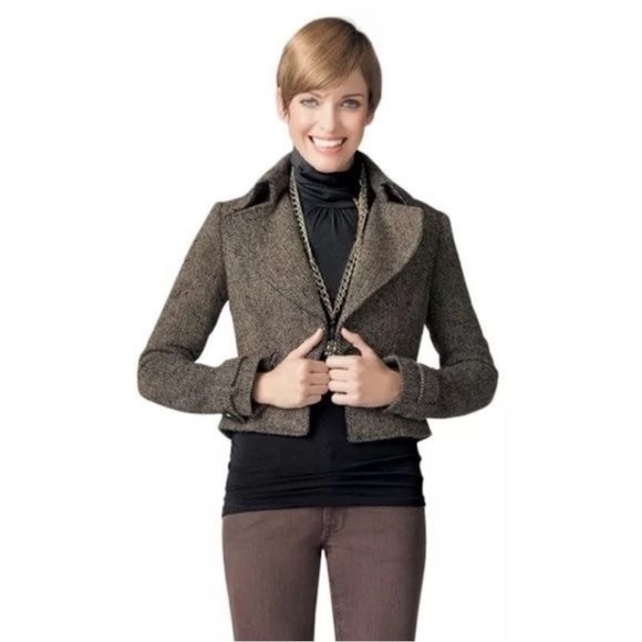 Cabi • Brown Tweed Blazer with Notched Lapel and Tailored Fit - Picture 1 of 7